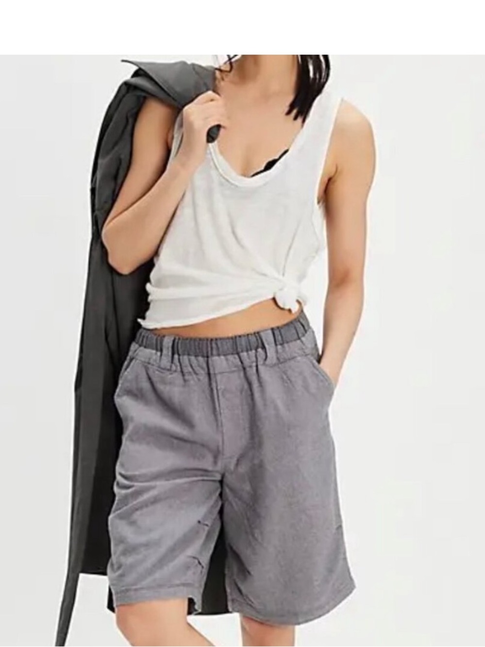 Nwt Free People Blakely Trouser Shorts Grey pinstripe